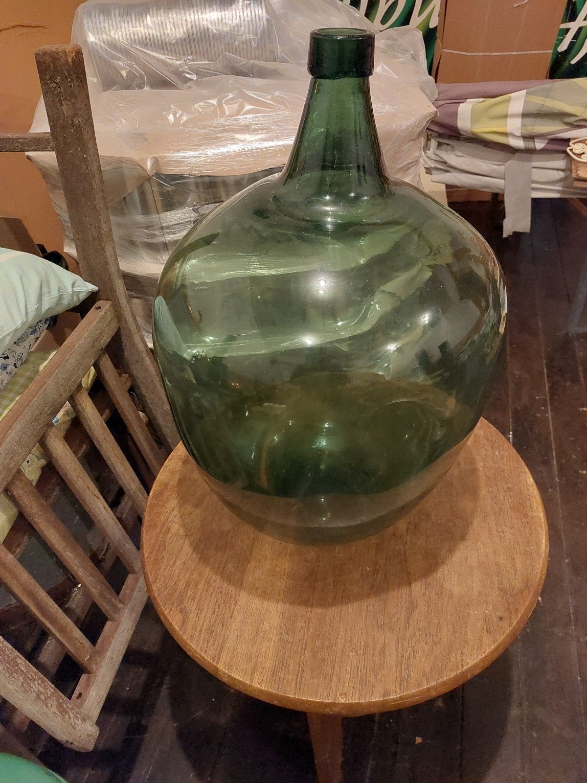 Grote groene glazen fles - Vintage decoratie, Ophalen