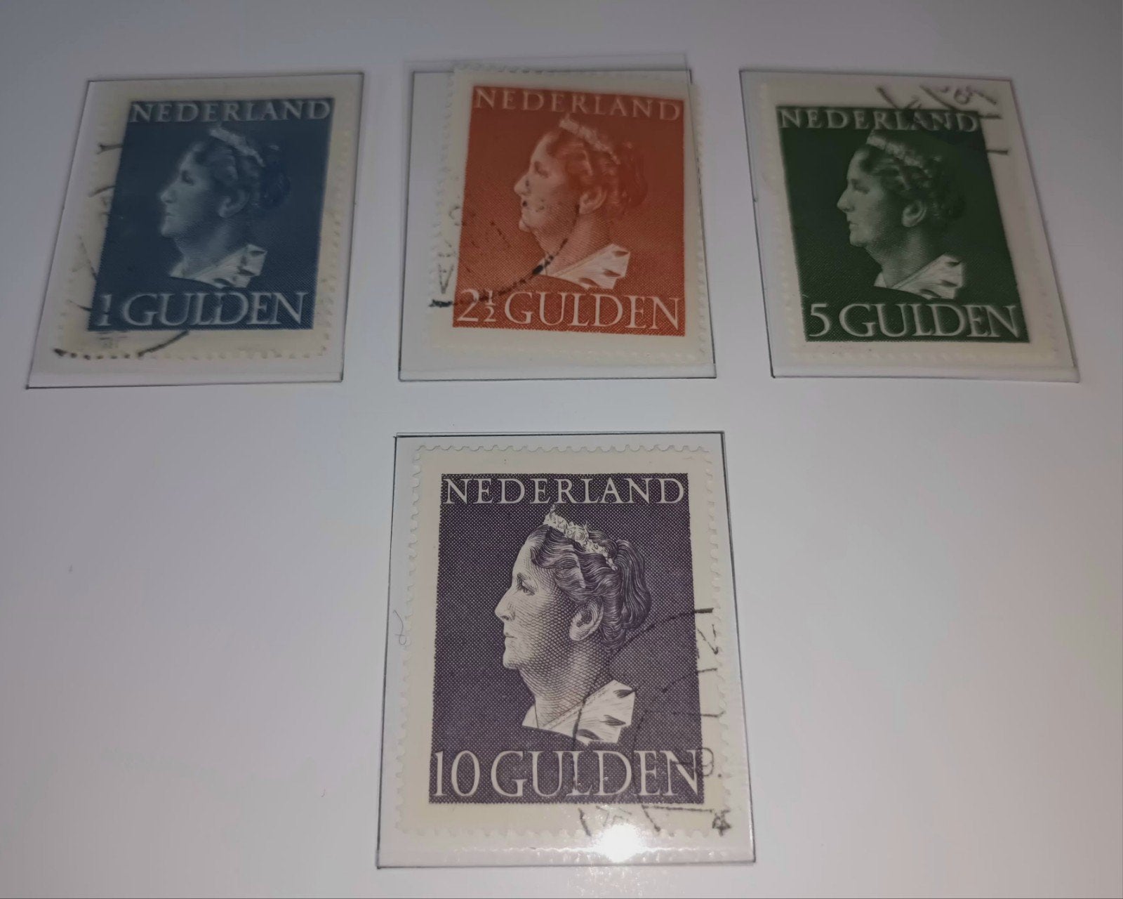 Ned. Postzegels Koningin Wilhelmina (1, 2. 5, 10 Gld, Postzegels en Munten, Postzegels | Nederland, Ophalen of Verzenden, T/m 1940