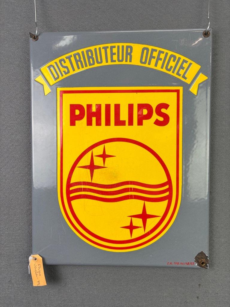 Philips ditributeur officieel emaille reclamebord, Verzamelen, Reclamebord, Gebruikt, ., Ophalen of Verzenden