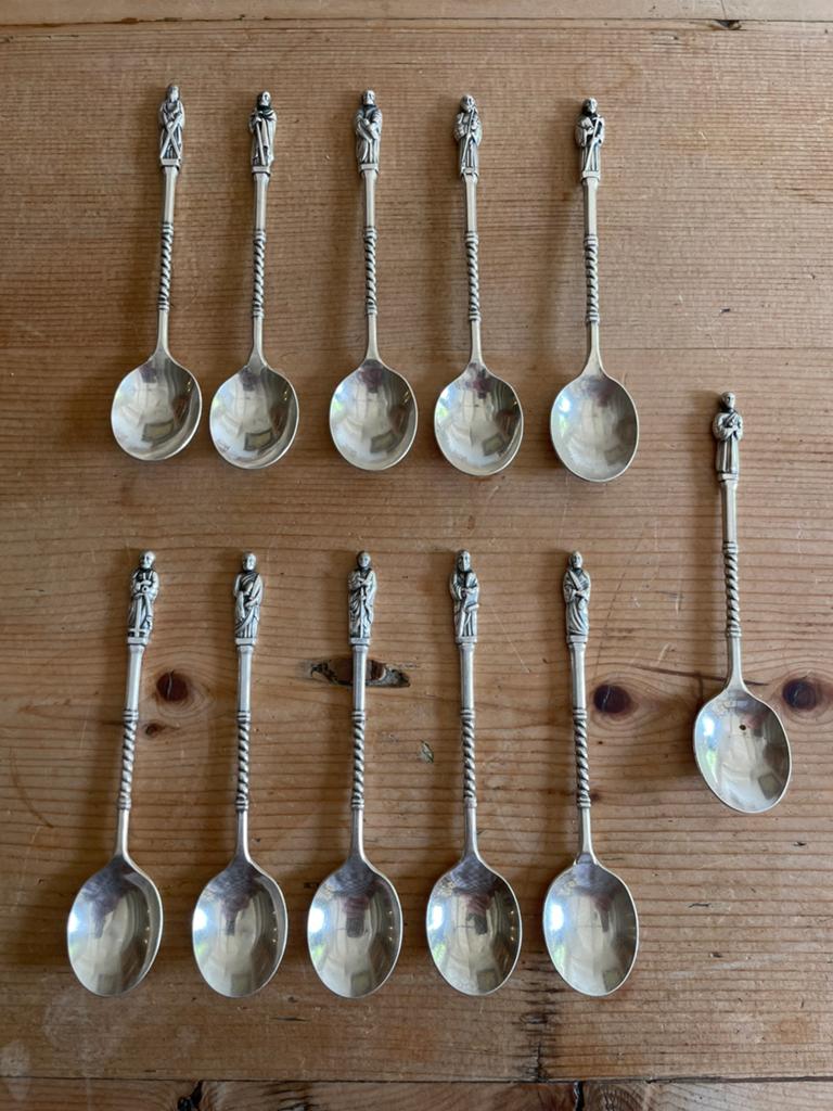11 verzilverde Apostel lepeltjes, Ophalen of Verzenden