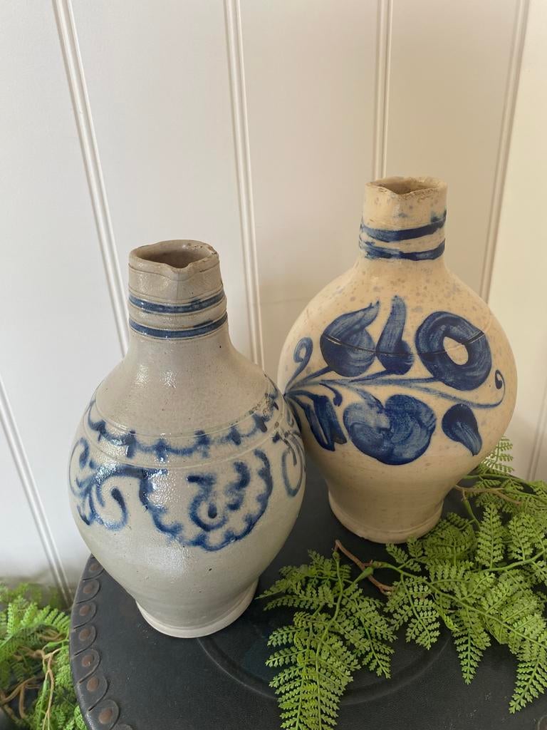 Brocante oude steengoed kruiken met handvat, Antiek en Kunst, Ophalen of Verzenden