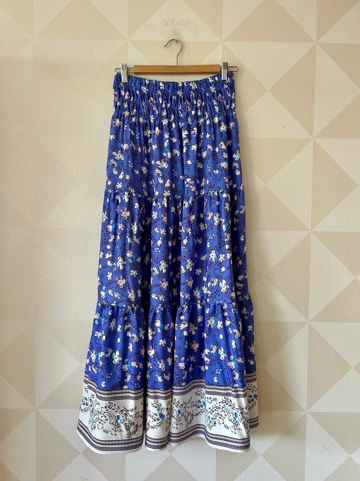 Aibrou maxi rok paars lila wit bloem M/38 zgan, Maat 38/40 (M), Paars, Ophalen of Verzenden, Onder de knie