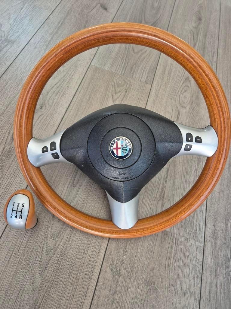 Alfa Romeo Houten Stuurwiel & Pookknop Set, Auto-onderdelen, Ophalen of Verzenden, Gebruikt, Alfa Romeo