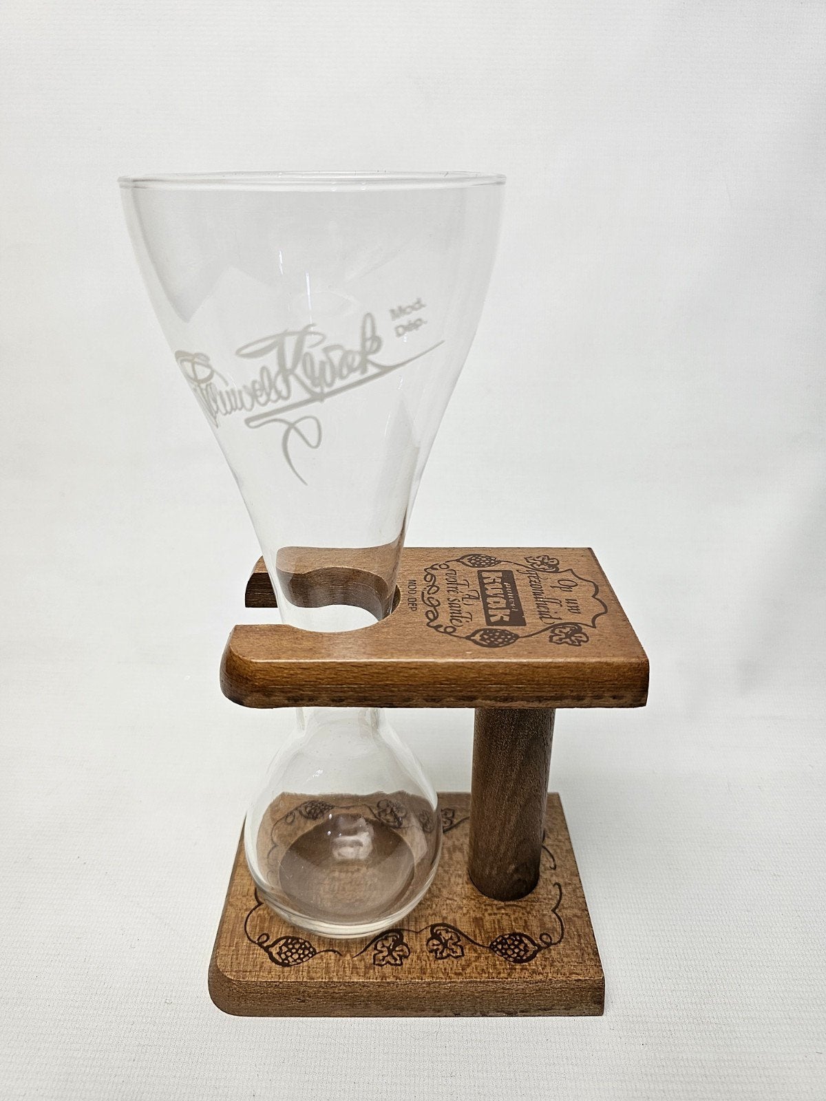 # Kwak bierglas met houten houder model 2, Ophalen of Verzenden