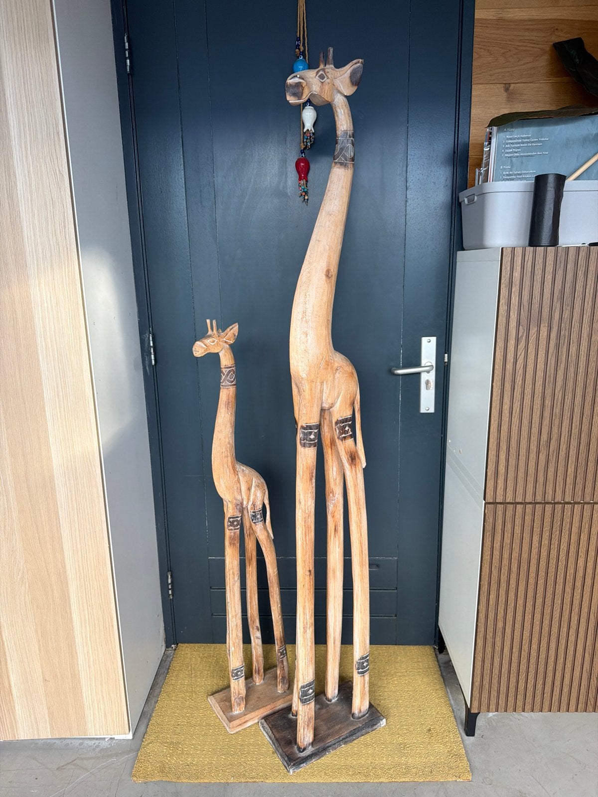 Houten Giraffe Beelden - Set van 2, Huis en Inrichting, Ophalen, Hout, Gebruikt, Overige stijlen