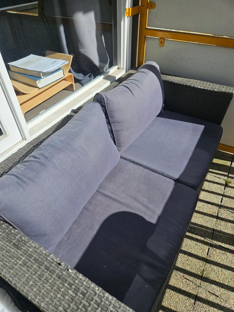 Loungeset met Kussens - 2-zits, Tuin en Terras, Tuinsets en Loungesets, Kunststof, Gebruikt, Loungeset, Bank