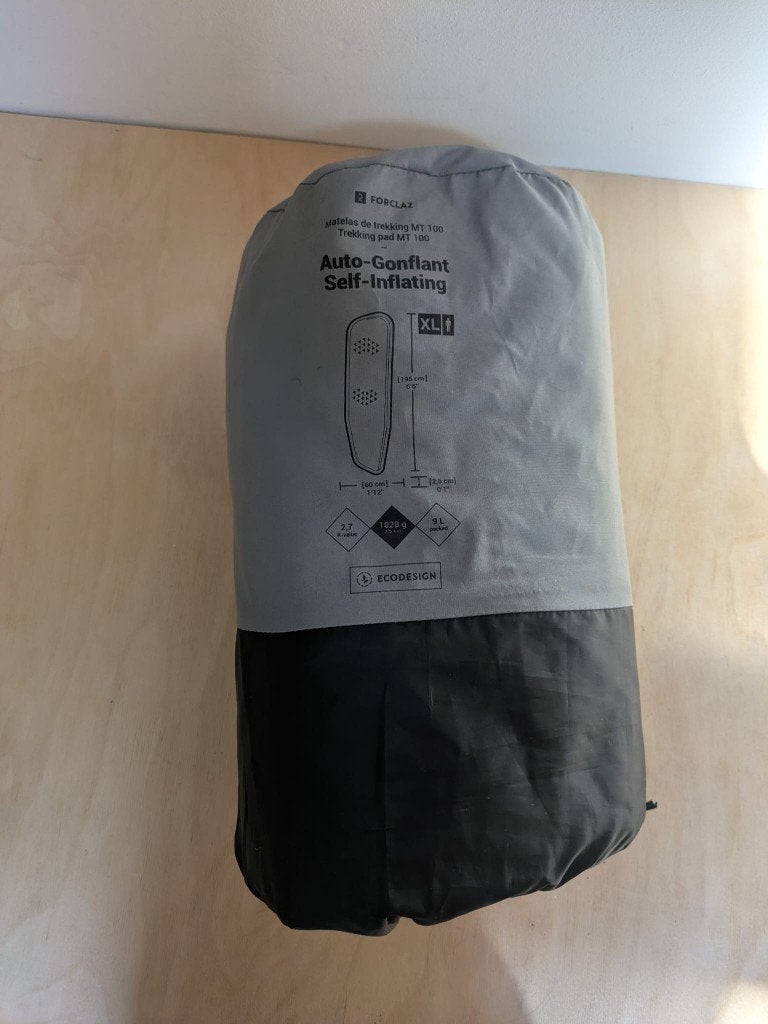 Zelfopblaasbare slaapmat MT100 XL grijs 193 x 60 cm, Ophalen of Verzenden, Zo goed als nieuw, 1-persoons