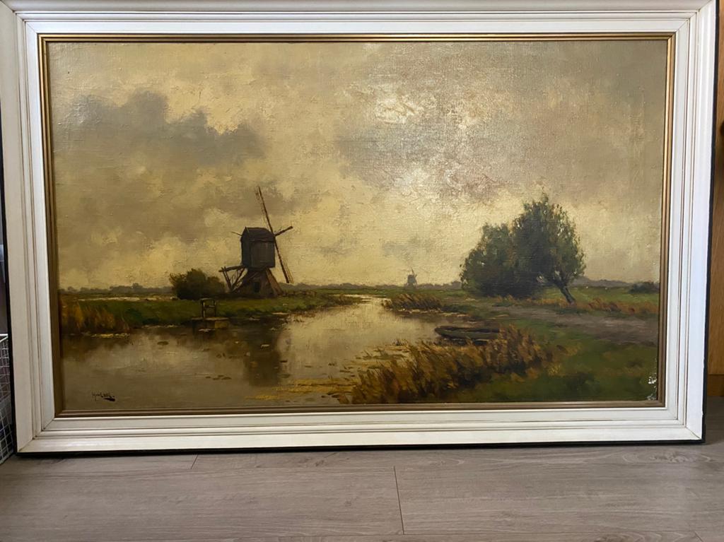 Olieverf schilderij Hollands landschap van v.d.Ende, Antiek en Kunst, Kunst | Schilderijen | Klassiek, Ophalen