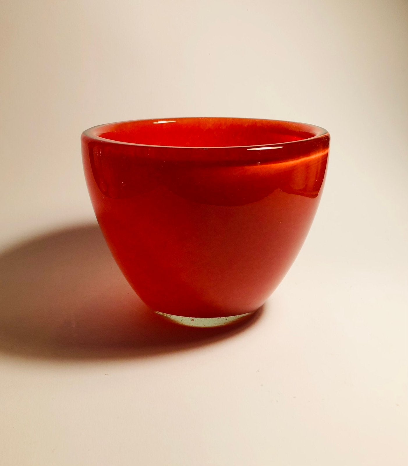 Mooi glazen plantenpotje, mondgeblazen glas, rood oranje, Ophalen of Verzenden, Cactus, Volle zon, Minder dan 100 cm