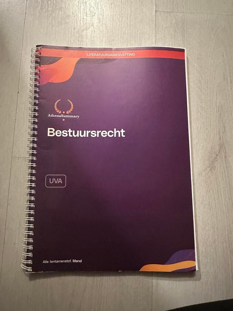 Athena Samenvatting Bestuursrecht + Bestuursprocesrecht UVA, Boeken, Ophalen of Verzenden, Gamma, Zo goed als nieuw, WO