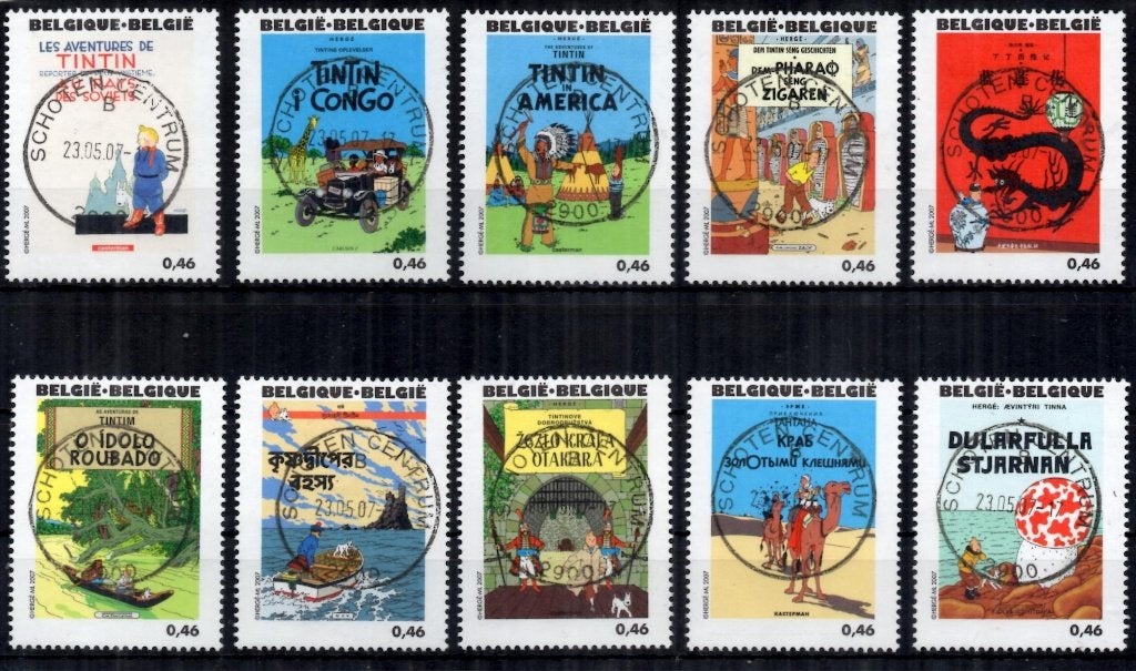België  OBP-nrs 3636 - 3660 ( Kuifje zegels uit blok ), Ophalen of Verzenden, Gestempeld