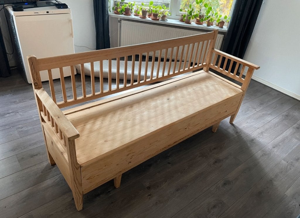 Vintage Zweedse klepbank, Antiek en Kunst, Antiek | Meubels | Stoelen en Banken, Ophalen of Verzenden