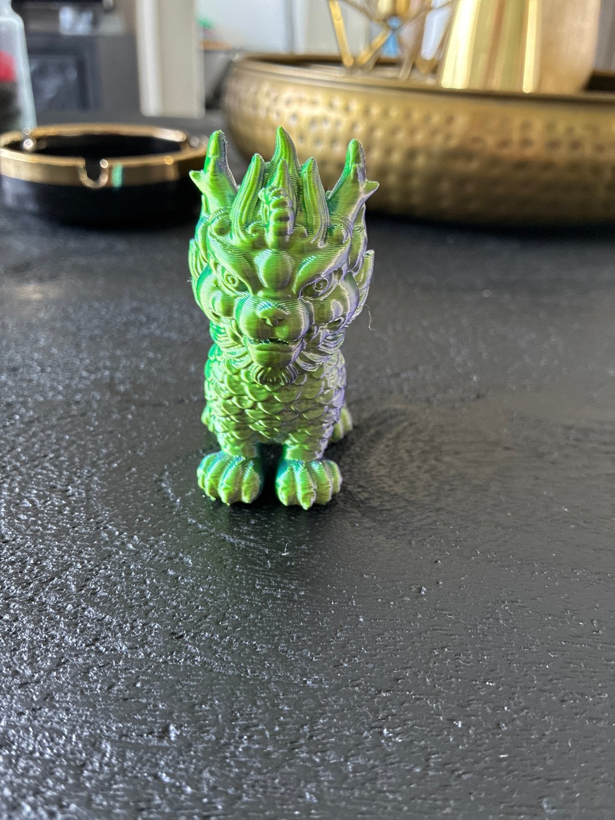 Foodog beeldje parelmoer - Groen/Paars 3D geprint, Verzenden, Nieuw, Dier