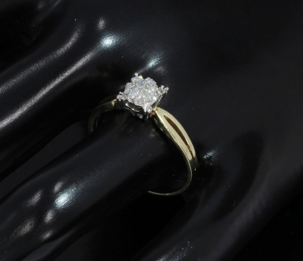 7 diamanten design 14k gouden briljant dames ring rozet, 18 tot 19, Voordeelsieraden, Verzenden, Zo goed als nieuw