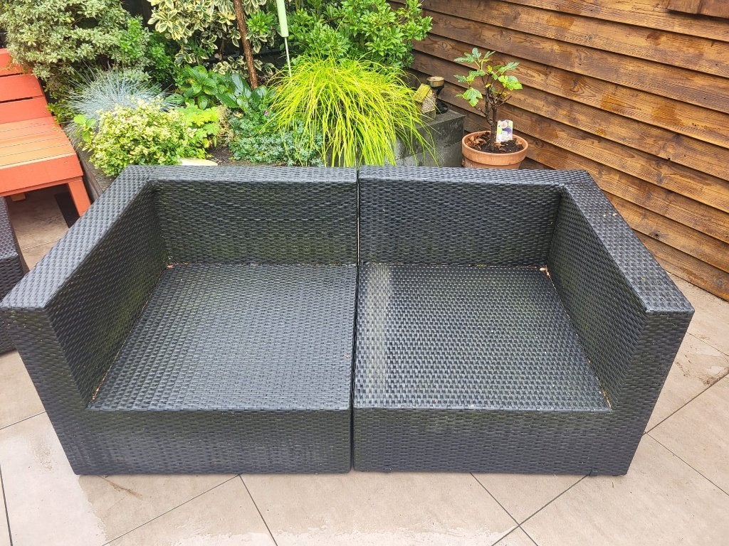 GRATIS AFHALEN! Tweepersoons tuinbank., Ophalen, Gebruikt, Wicker