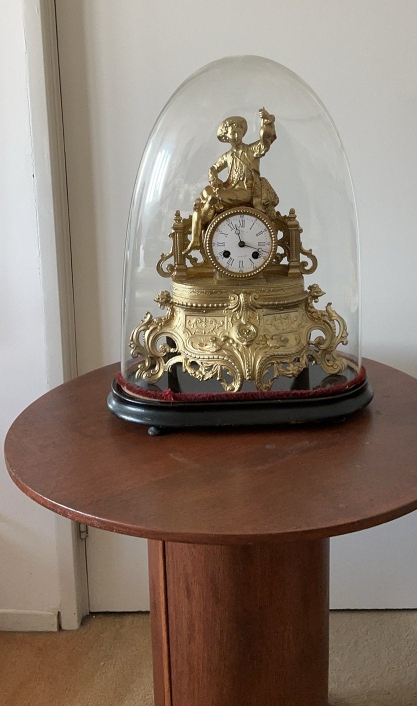 Franse pendule met glazen stolp, Antiek en Kunst, Antiek | Klokken, Ophalen