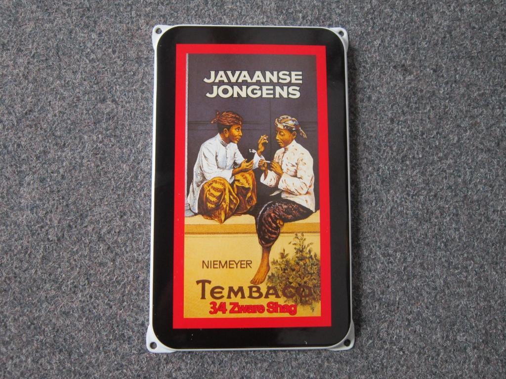 JAVAANSE JONGENS EMAILLE RECLAMEBORD, Ophalen, Gebruikt, Reclamebord