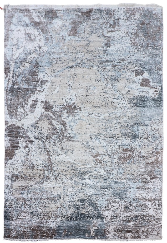Tundra Mist Handgeknoopt Modern Abstract Vloerkleed, Ophalen, 200 cm of meer, Blauw, Modern Abstract