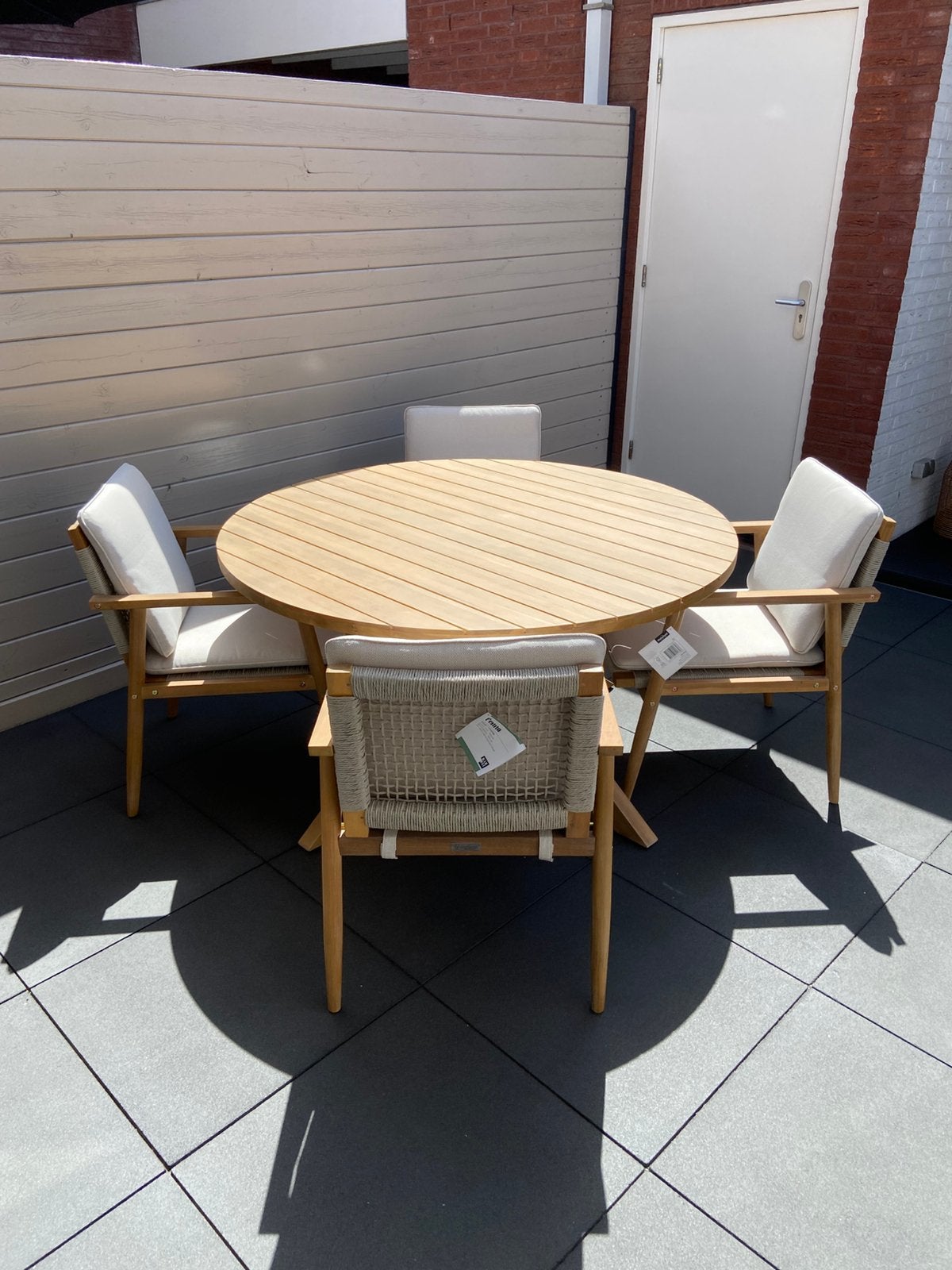 Wakefield tuintafel acacia hout light teak look € 349,- >, Ophalen, Nieuw, Rond, Hout