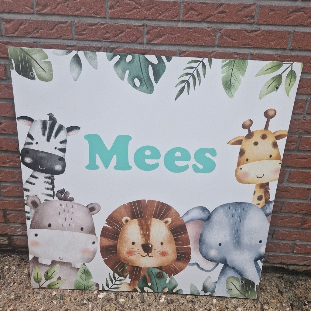 Geboortebord XL Vierkant Dieren, Kinderen en Baby's, Kraamcadeaus en Geboorteborden, Ophalen, Gebruikt, Geboortebord