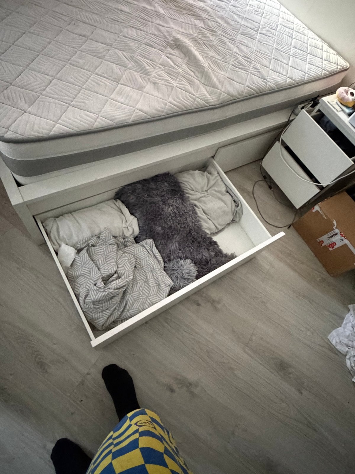 IKEA Malm bed 180x200cm met lades, lattenbodems en matras, Ophalen, Wit, Tweepersoons, Zo goed als nieuw