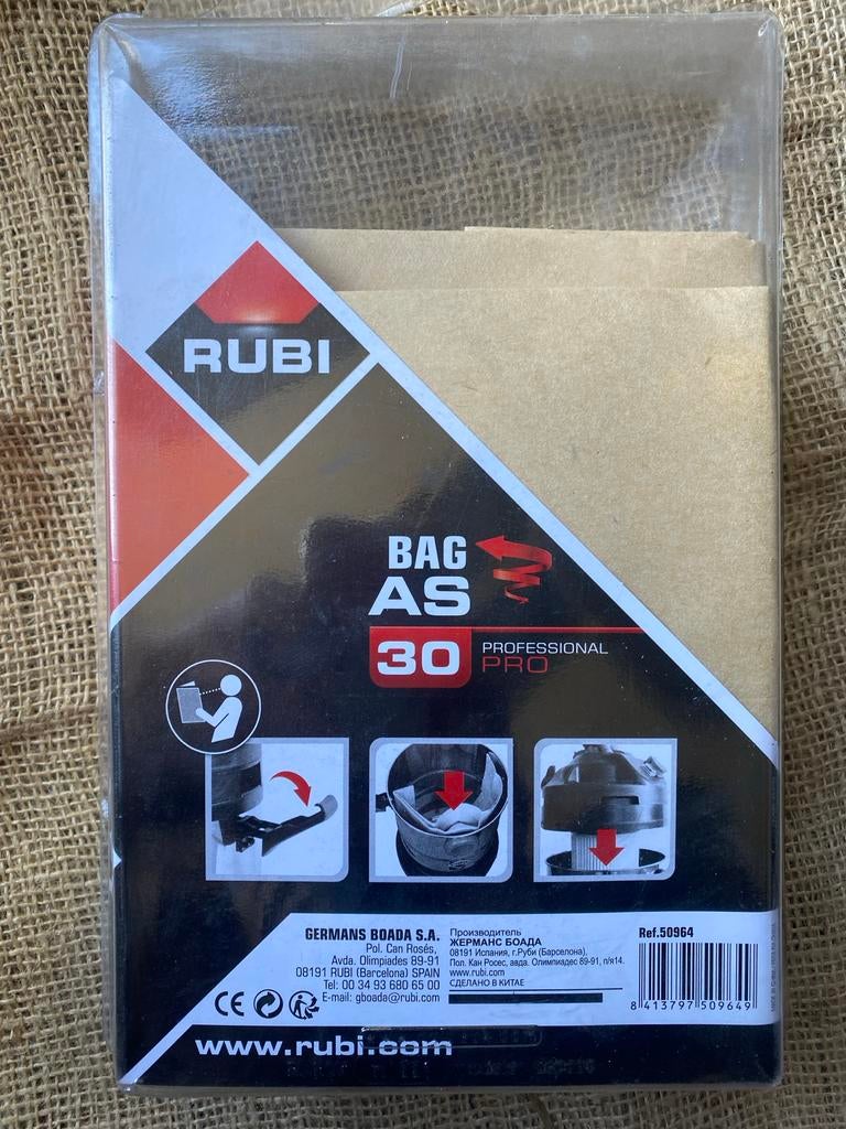 3x Nieuwe RUBI AS 30 PRO Stofzuigerzakken, Onbekend, Nieuw, Ophalen of Verzenden, Onbekend