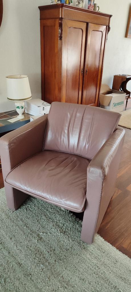 FAUTEUIL LEOLUX FABIA LEER, Ophalen, Gebruikt, 50 tot 75 cm, Leer
