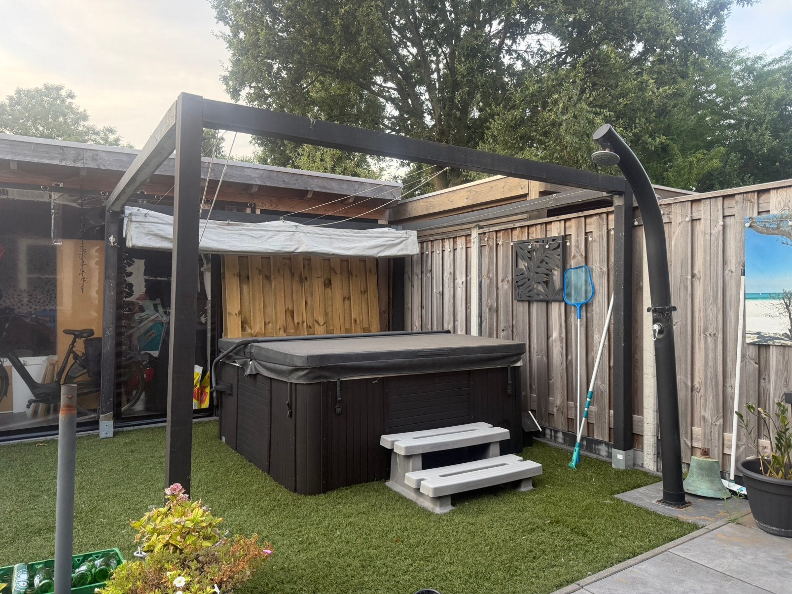 Pergola overkapping 300x300 met trekdoek, Tuin en Terras, Overkappingen, Ophalen, Gebruikt