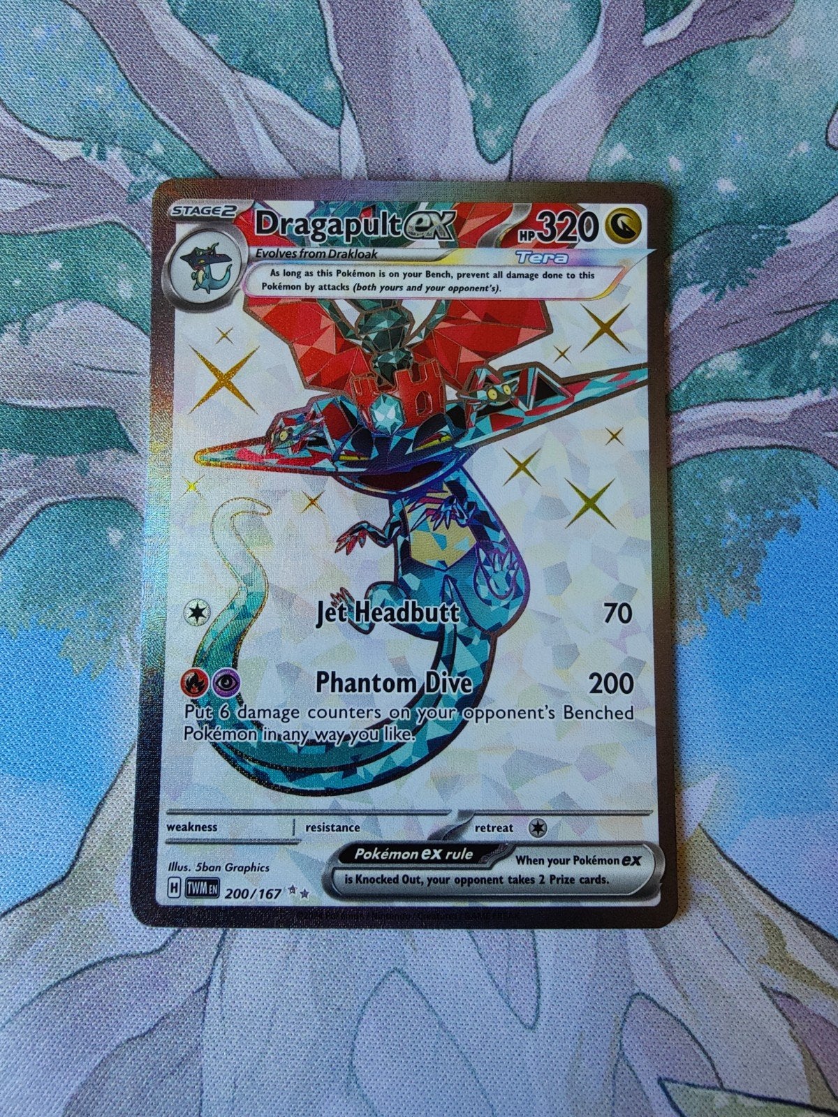 Pokemon twilight masquerade dragapult ex full art 200/167, Ophalen of Verzenden, Nieuw, Losse kaart, Foil