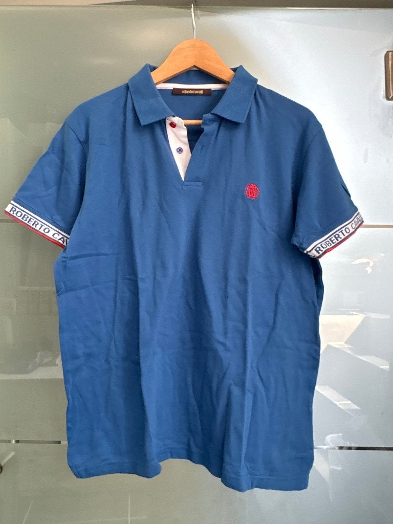 Roberto Cavalli - Polo - Maat XL, Kleding | Heren, Blauw, Maat 56/58 (XL), Ophalen of Verzenden, Zo goed als nieuw