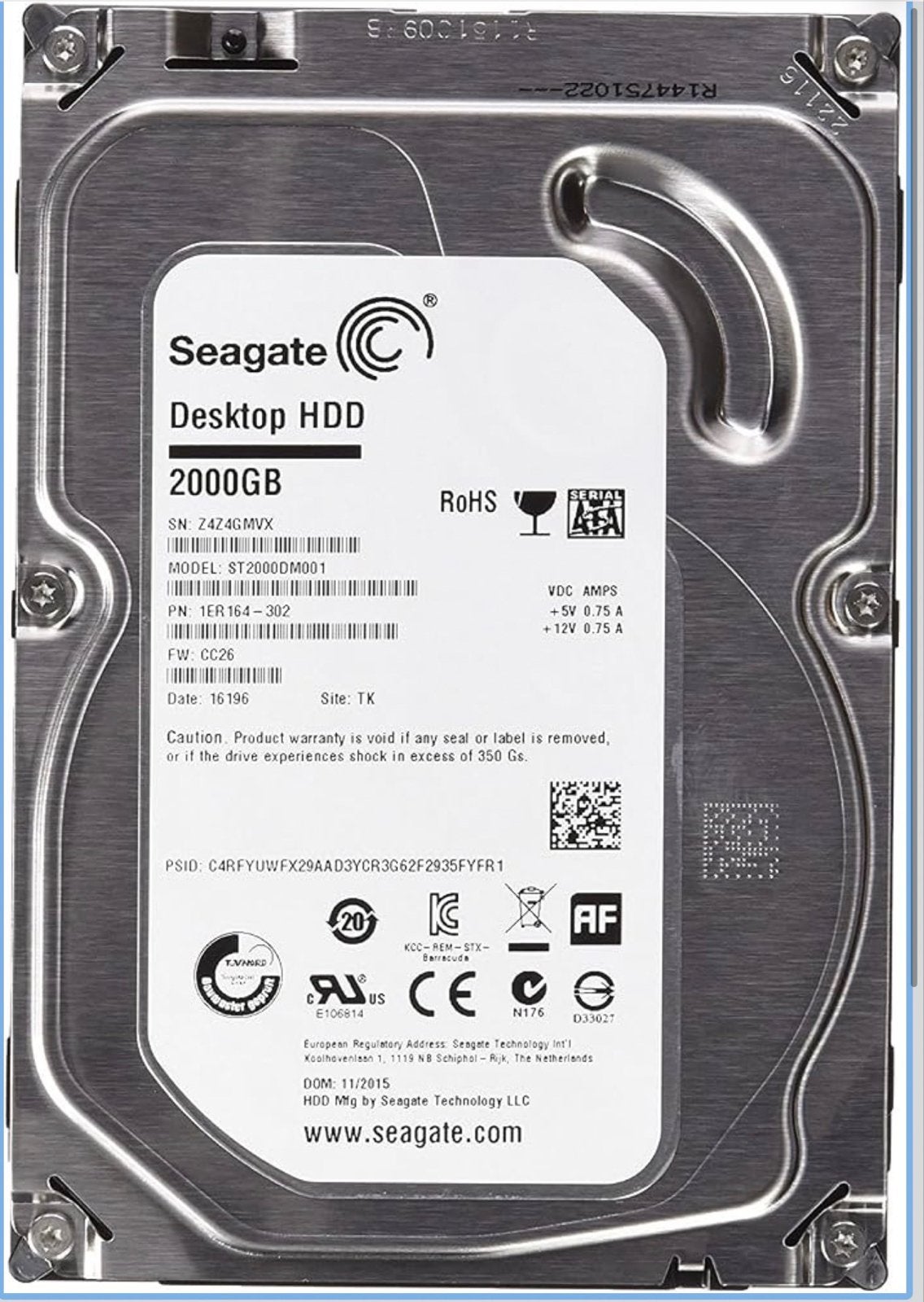 Seagate Desktop HDD 2TB - Volledig werkend, Computers en Software, Harde schijven, Intern, Gebruikt, Ophalen of Verzenden, Desktop