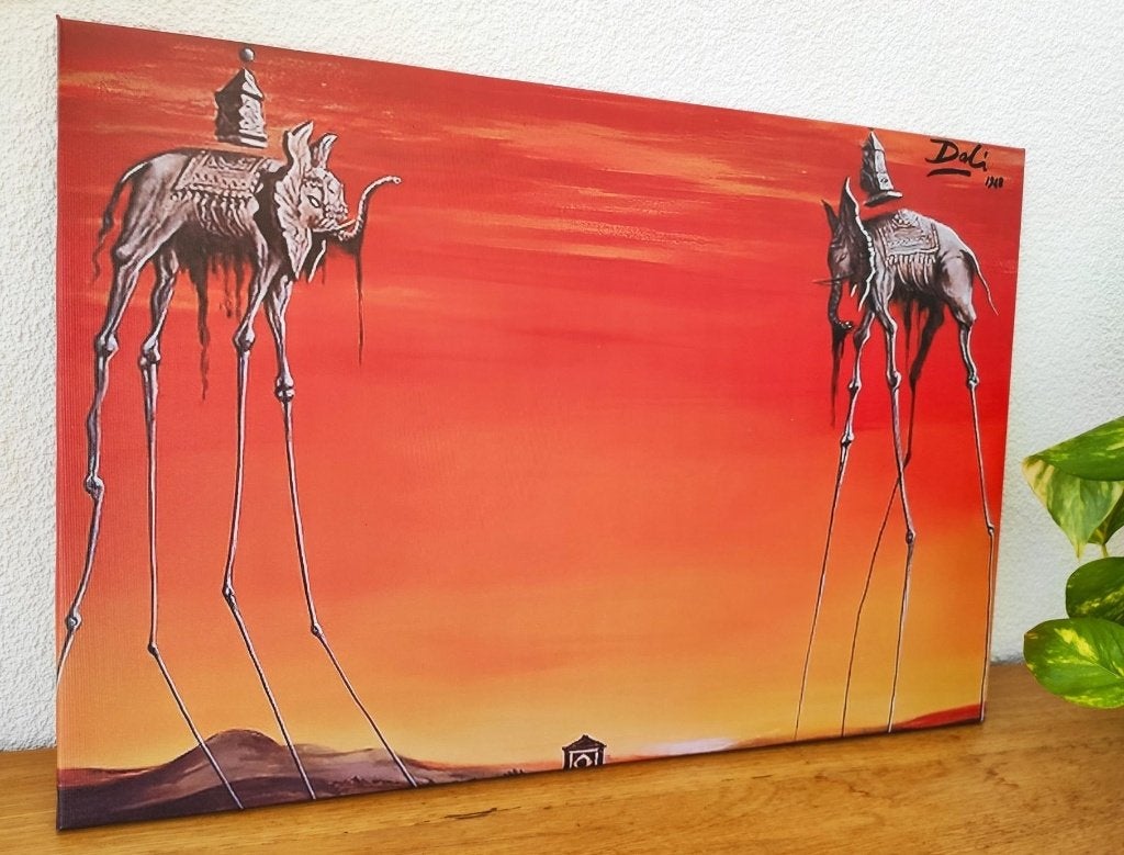 Salvador Dali - Les Elephants - Canvas Schilderij, Verzenden