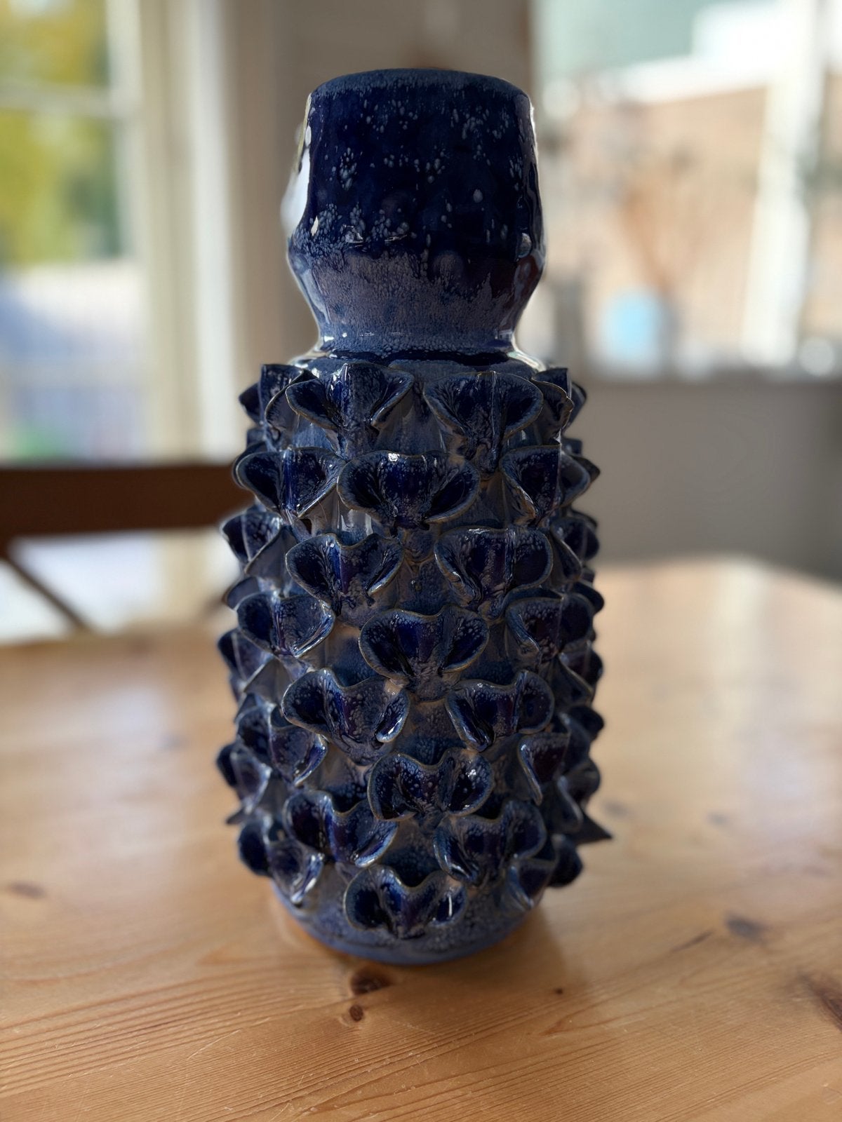 HD Collection Aardewerk Vaas Blauw 33xø17cm, Huis en Inrichting, Ophalen of Verzenden, Zo goed als nieuw, Steen/keramiek, Met patroon/structuur