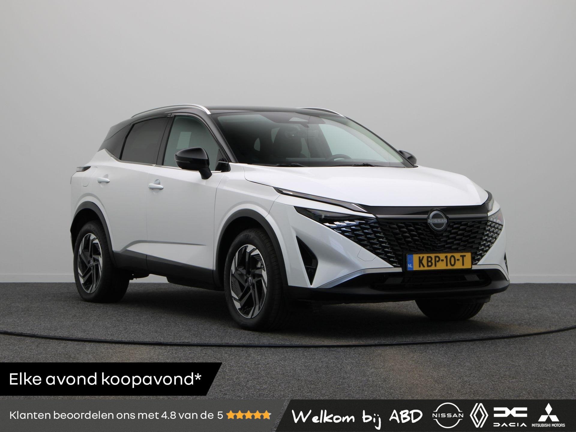 Nissan Qashqai 158pk MHEV Xtronic N-Connecta | 360 camera |, Auto's, Euro 6, 4 cilinders, Leder en Stof, Wit