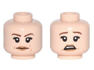 Lego Minifiguur Hoofd Dubbelzijdig Vrouw Roodbruine, Gebruikt, Jurassic World, Lego, Ophalen of Verzenden