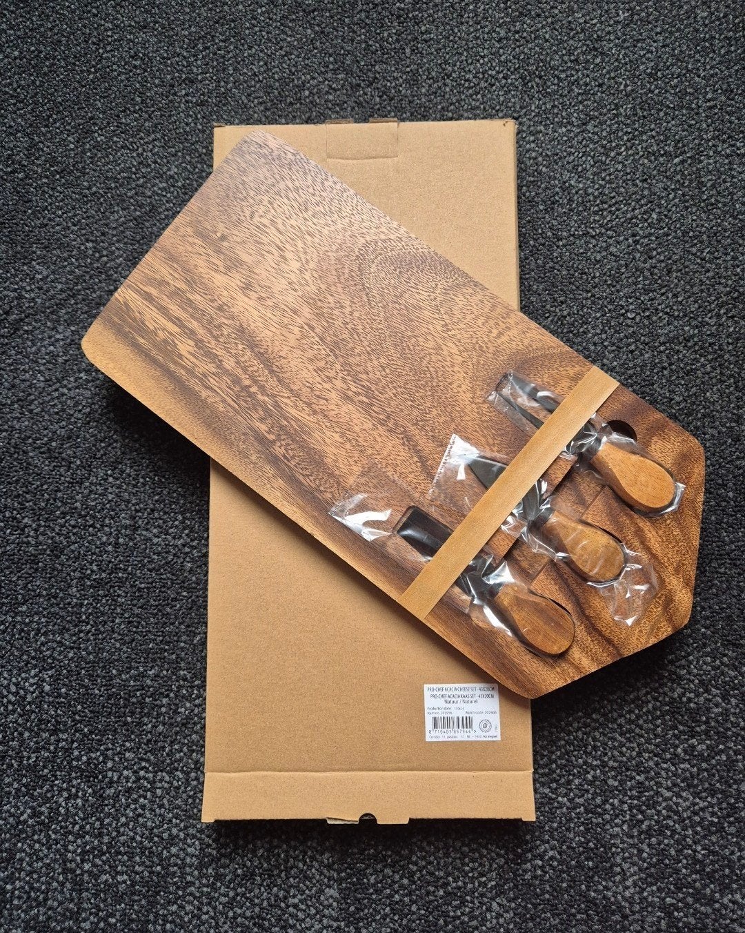 Pro-Chef Acacia Kaas Set - Nieuw in doos!, Hout, Snij-/serveerplank, Nieuw, Ophalen of Verzenden