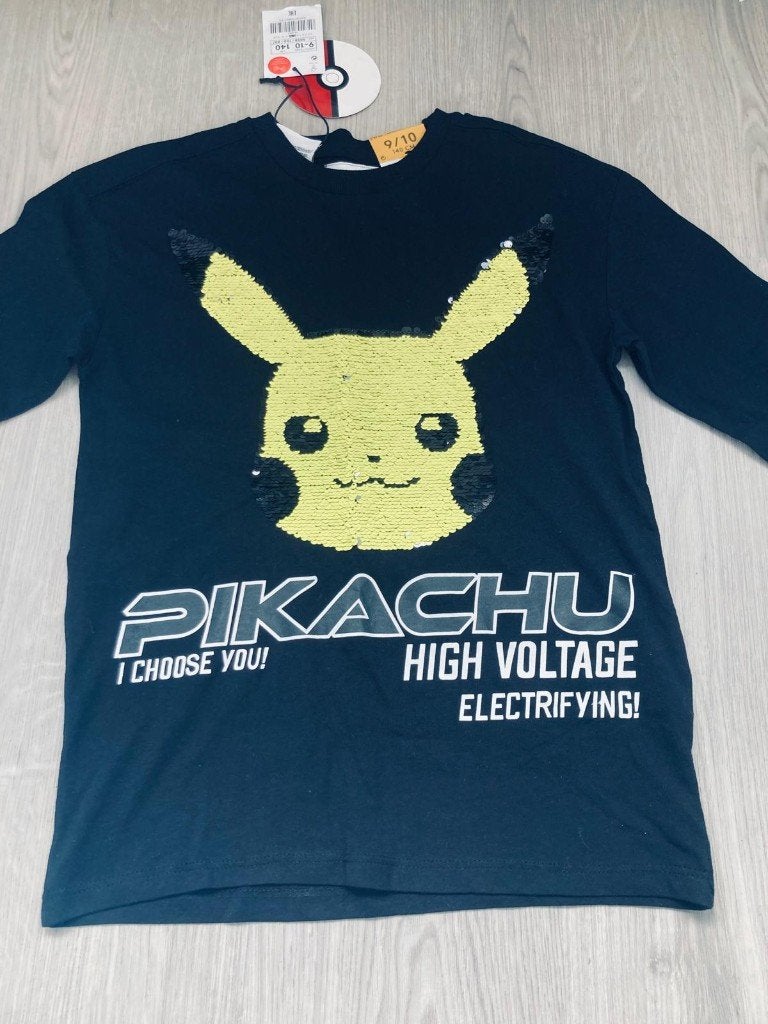 Pikachu Pokémon shirt maat 140 (9–10 jaar) pailletten unisex, Pokemon, Jongen of Meisje, Nieuw, Ophalen of Verzenden