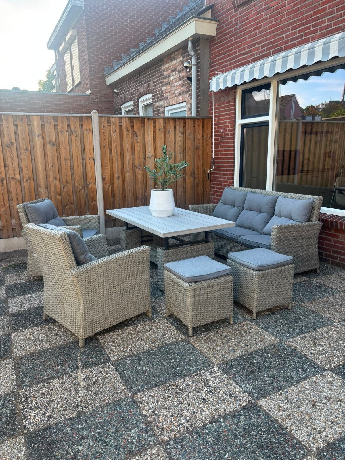 Wicker loungeset tuinset compleet, Tuin en Terras, Ophalen, Gebruikt, Eettafel, Loungeset