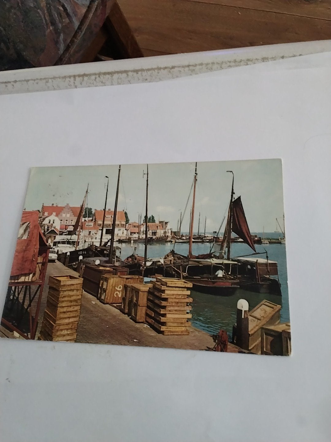 Vintage Ansichtkaart Volendam Haven - 50 Jaar Luchtpost, Verzamelen, Ophalen of Verzenden, Noord-Holland