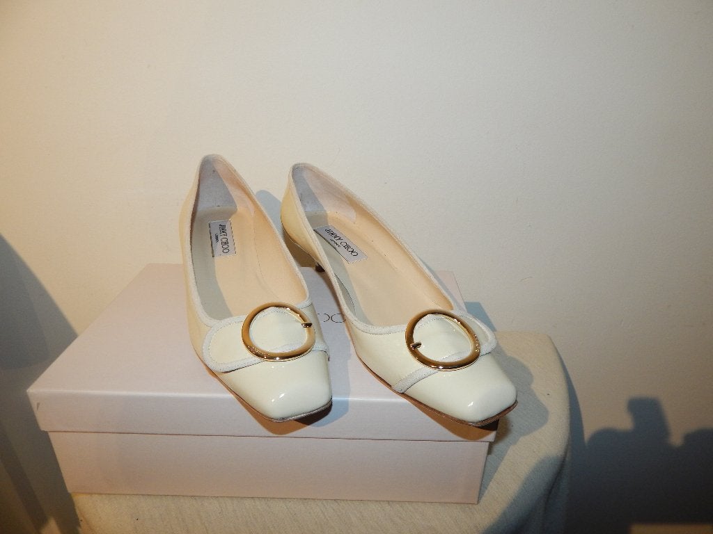 Jimmy Choo off white instappers goud merk gesp Nieuw in doos