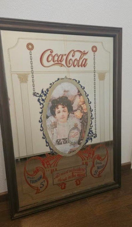 Vintage Coca-Cola Spiegel Jaren '60 -, Ophalen of Verzenden, Gebruikt, Reclamebord