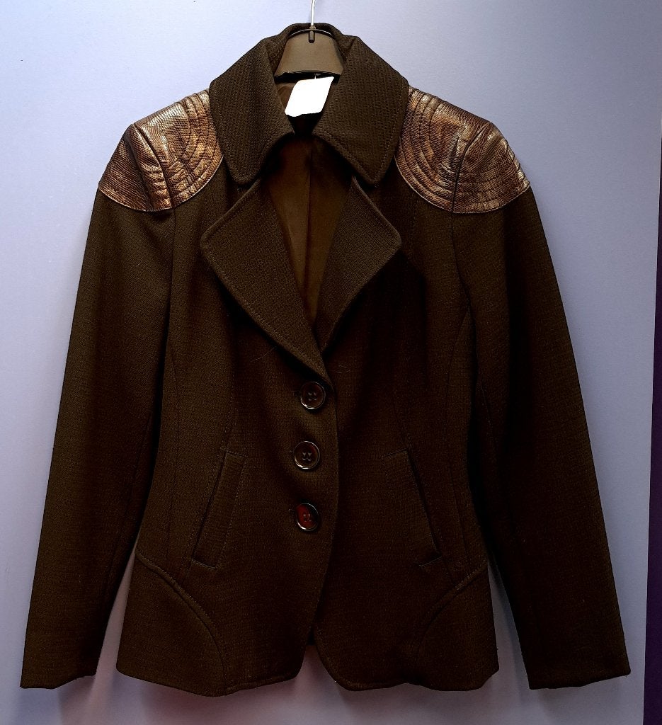 Bandolero zwarte dikkere blazer + pu leren stukken S 37316