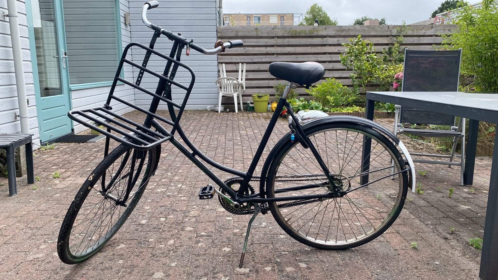 Stevige zwarte fiets in goede staat, Terugtraprem, Ophalen, Overige merken, 53 tot 56 cm