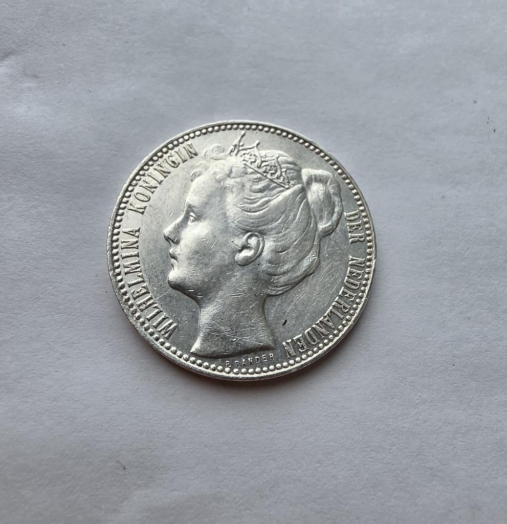 1 gulden 1907 - mooie munt, Postzegels en Munten, Munten | Nederland, 1 gulden, Zilver, Ophalen of Verzenden, Koningin Wilhelmina