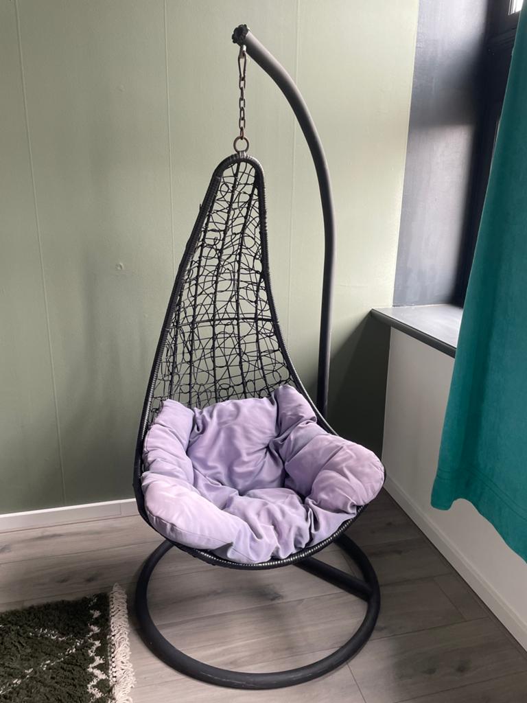 Hang Egg Ei-stoel met zitkussen / voor binnen & buiten, Ophalen, Gebruikt, Rotan