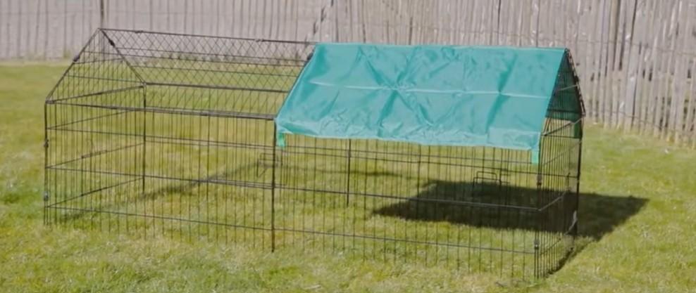 MaxxPet Konijnenhok - Konijnenren + Zonnescherm  185x75x75cm, Maxxpet, 110 cm of meer, Peer, 60 tot 90 cm