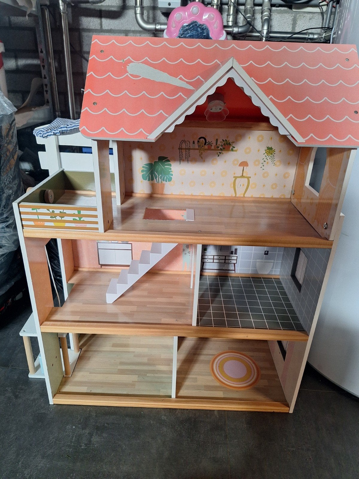 Houten poppenhuis speelgoed, Ophalen, Gebruikt, Poppenhuis
