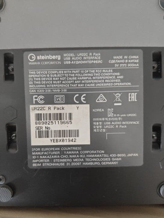 Steinberg UR22C USB Audio Interface, Ophalen of Verzenden, Zo goed als nieuw, Minder dan 5 kanalen, Microfooningang