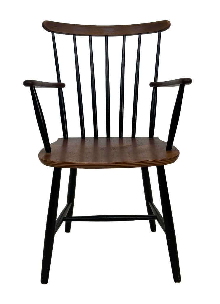 Vintage Deense spijlen stoel jaren 60 Tapiovaara stijl, Ophalen, Gebruikt, Vintage stoel, Bruin