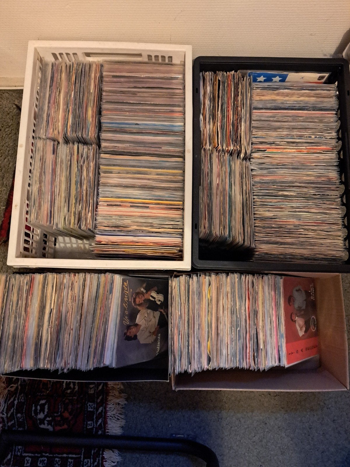 Partij vinyl singles (plm. 600-700 stuks), Ophalen, Gebruikt, 7 inch, Pop